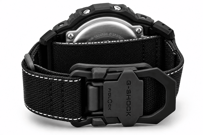 G-SHOCK DW-5600MNC black - back and clasp