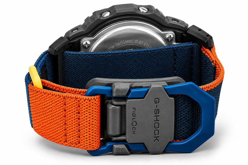 G-SHOCK DW-5600MNC navy - back and clasp